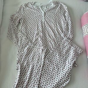 White and Red Heart Print Pajama Set